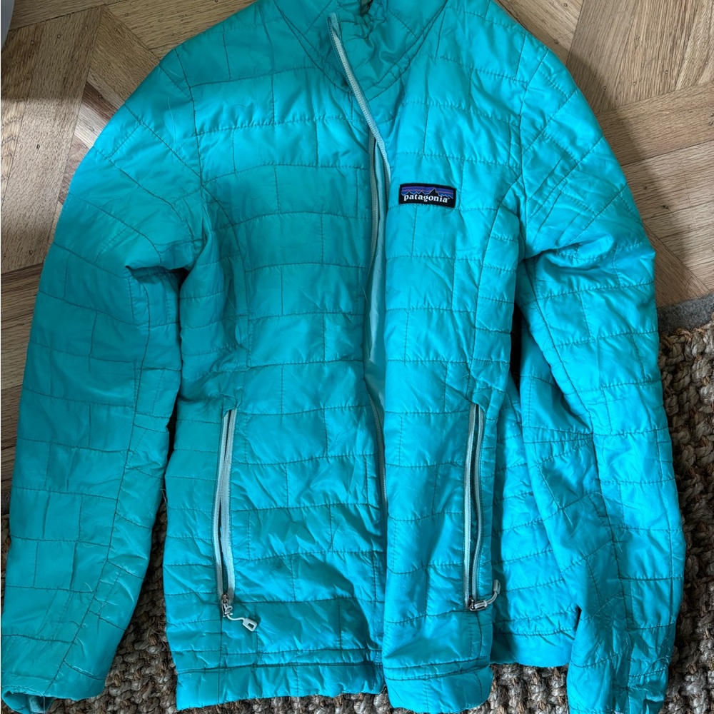 Patagonia Blue Puffer Jacket Insulated Quilted Design